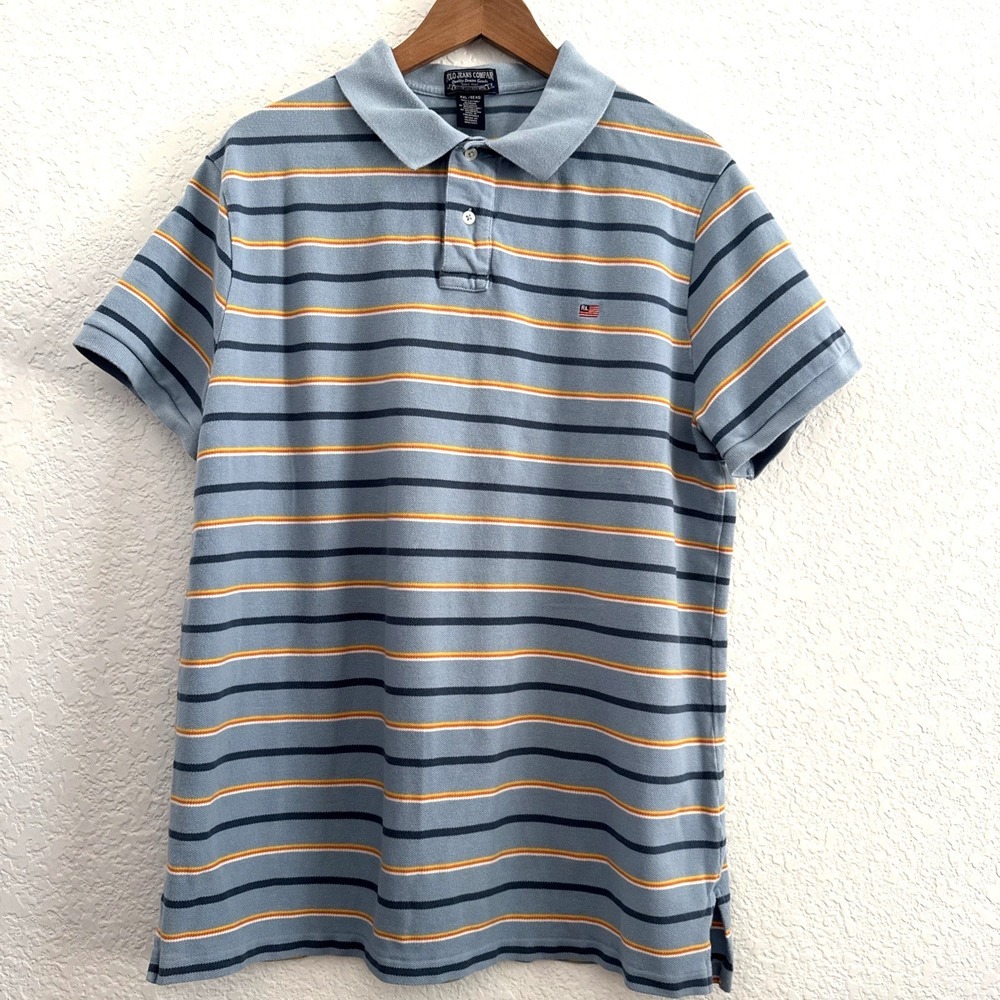 Vintage 90s Polo Jeans Co Ralph Lauren Striped Polo Shirt 2XL USA Flag Y2K